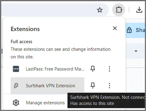 Surfshark extension