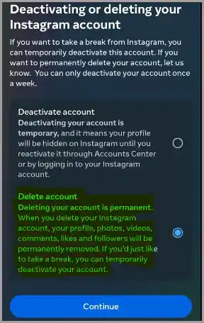 How to permanently delete Instagram-5