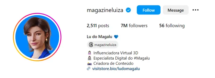 Lu do Magalu Top AI Influencer on Instagram