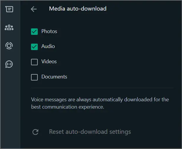 Whatsapp media auto download settings