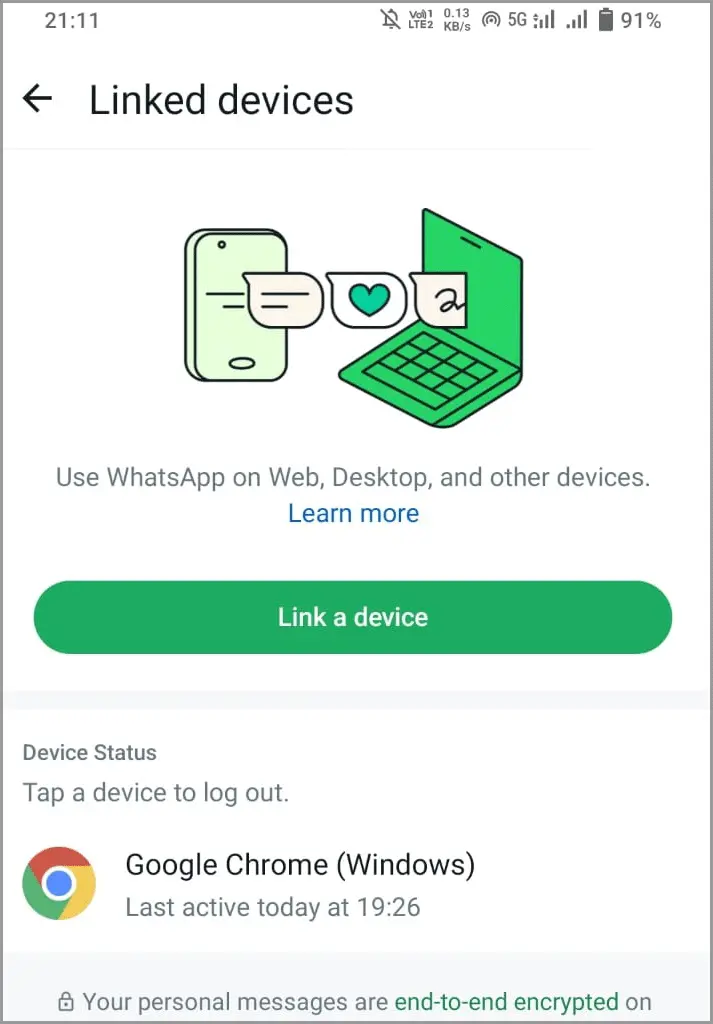 check active Whatsapp web connections for your account