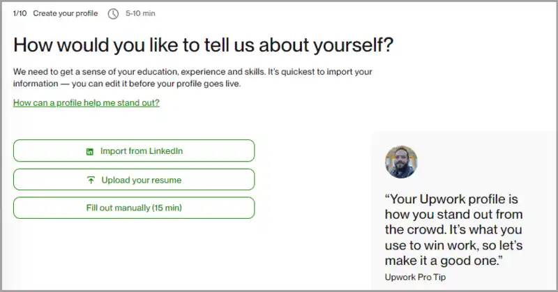 create your upwork profile