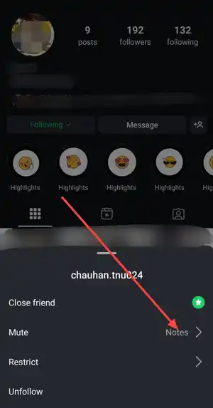 unmute someone's notes on Instagram