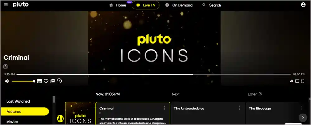 Pluto TV free app to stream movies and TV shows