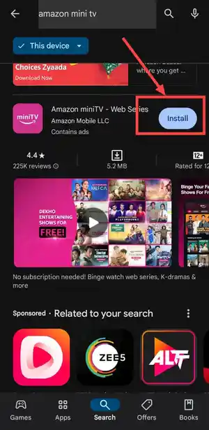 download amazon mini tv app