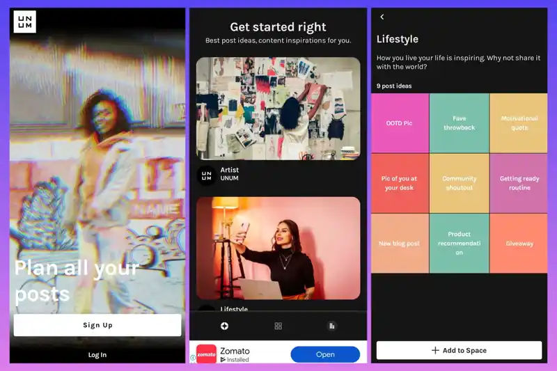 plan instagram grids with UNUM