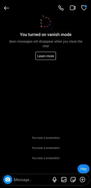remove vanish mode on Instagram