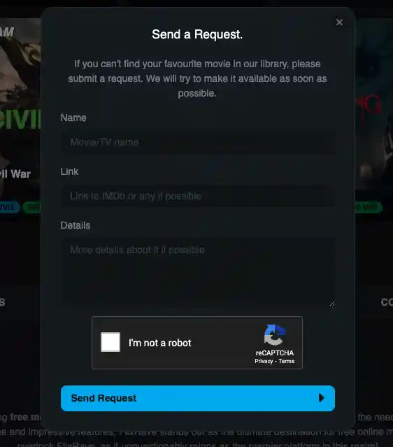 requesting a movie on flixrave