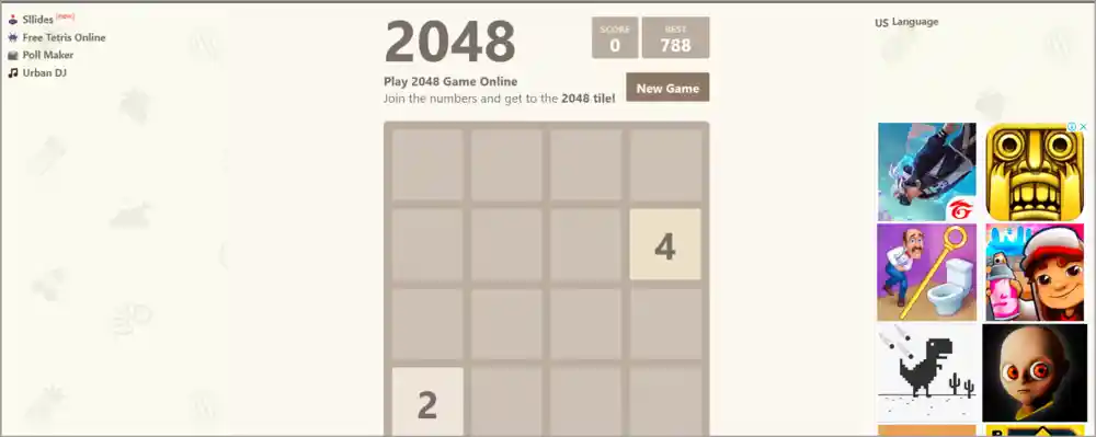 2048 fun website to visit when bored