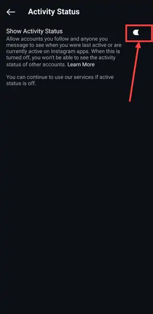 Steps to turn off active status