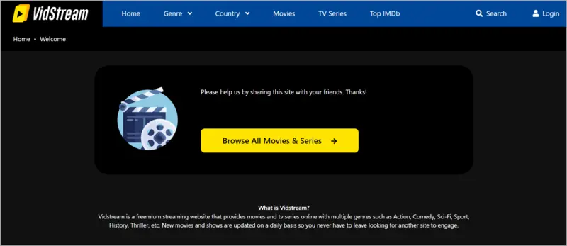 VidStream free movie site no sign up