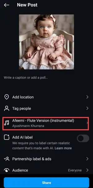 add music on post