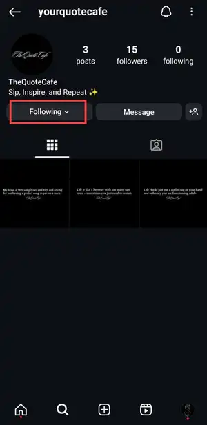 steps to mute IG profile