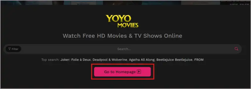 YoYoMovies Homepage