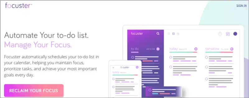 Focuster productivity app