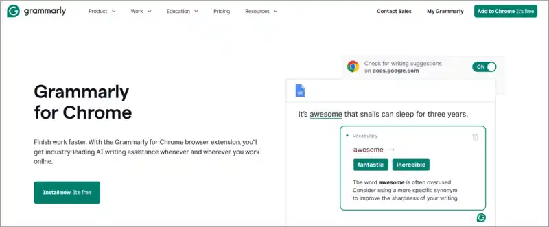 Grammarly app for productivity