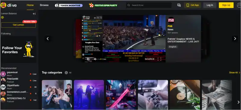 DLive streaming similar to twitch