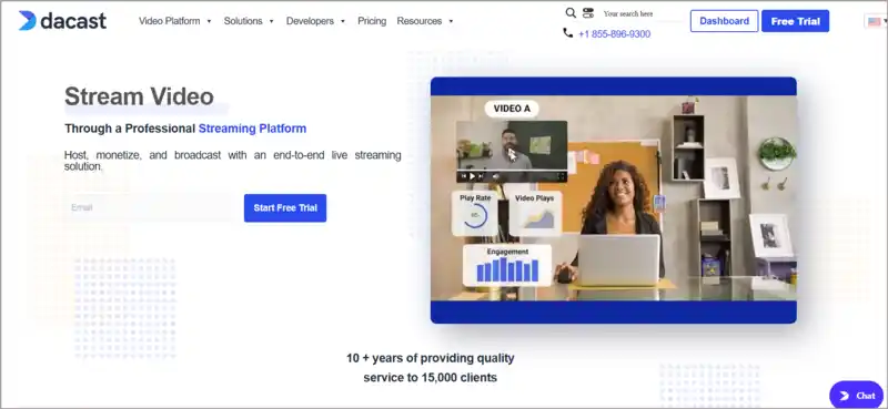 Dacast for live streaming like Twitch