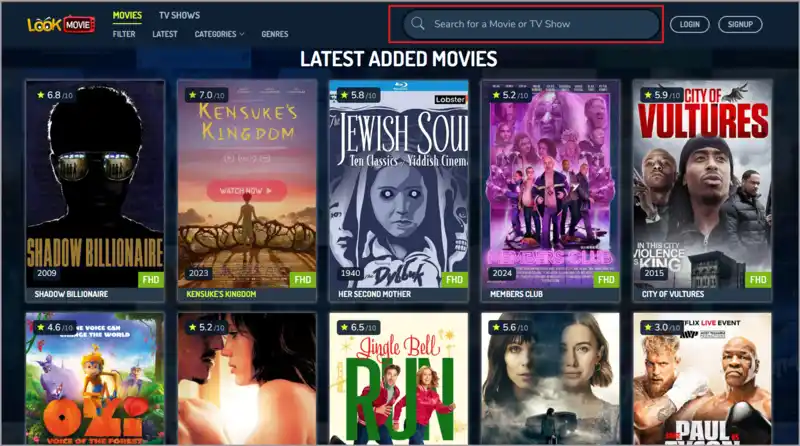 Search for the movie on Lookmovie